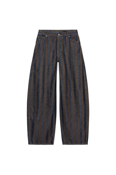 Zara ZW COLLECTION MID-RISE BARREL LEG JEANS - Blue