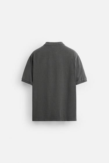 POLO EN PIQUÉ DÉLAVÉ - Gris anthracite de Zara - Image 7