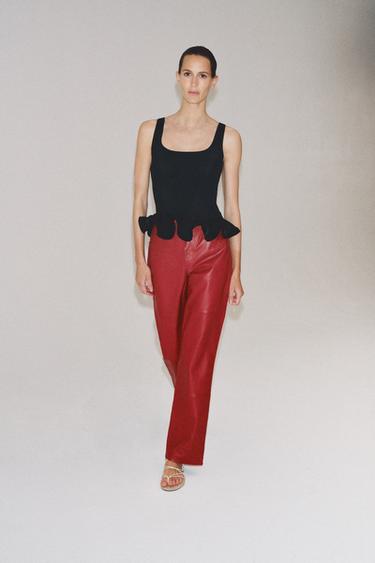 Zara WAVE HEM KNIT TOP - Black - Image 0