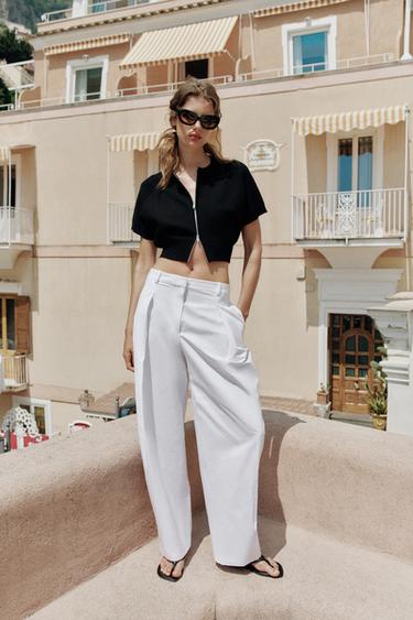 GILET COURT EN MAILLE ZIPPÉ - Noir de Zara