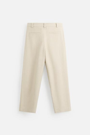 TEXTURED LINEN SUIT TROUSERS - Ecru / Beige by Zara - Image 6