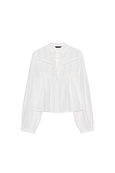 KURZES SPITZENHEMD - Cremefarben von Zara