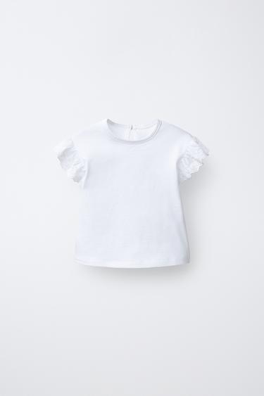 CAMISETA BORDADO SUIZO - Blanco de Zara - Imagen 0