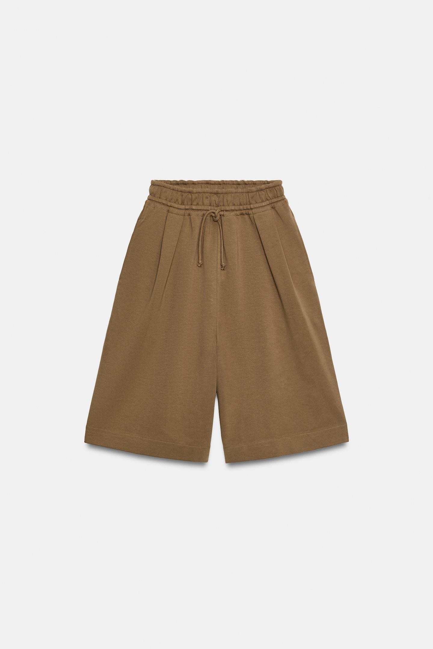 Женские шорты Zara Pleated Bermuda, цвет: Тёмный рыжевато-коричневый — фото 5