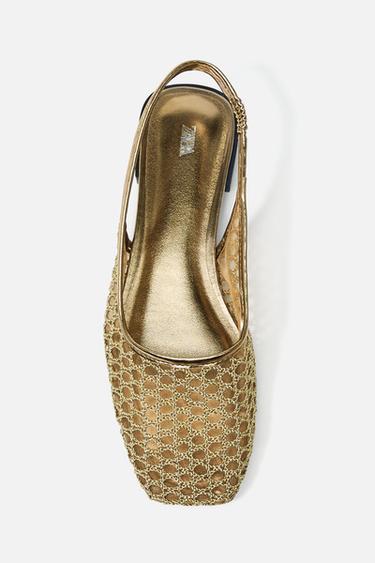 SAPATILHA TRANÇADA MULES - Ouro da Zara