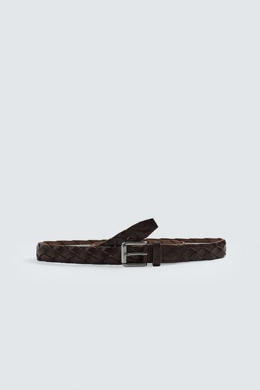 PLAITED LEATHER BELT - Brown by Zara