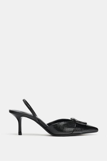 HIGH-HEEL SLINGBACK SHOES WITH DETAIL - Black by Zara