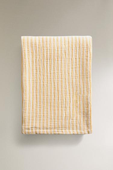 STRIPED COTTON MUSLIN THROW - striped by Zara