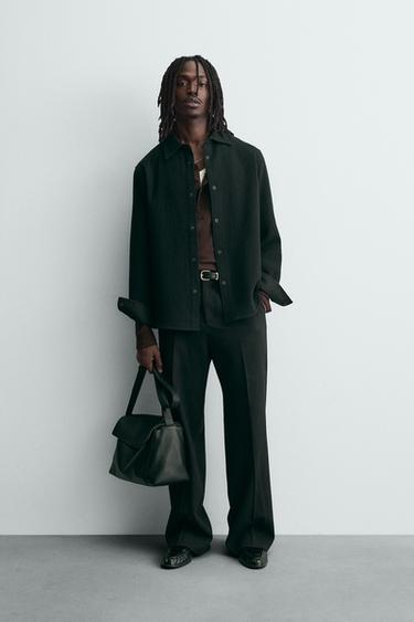 TEXTURED RELAXED FIT OVERSHIRT - Black by Zara - Image 0