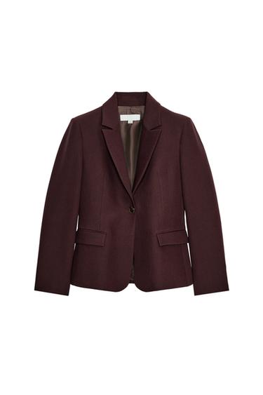 FITTED BLAZER WITH SHOULDER PADS - Burgundy by Zara