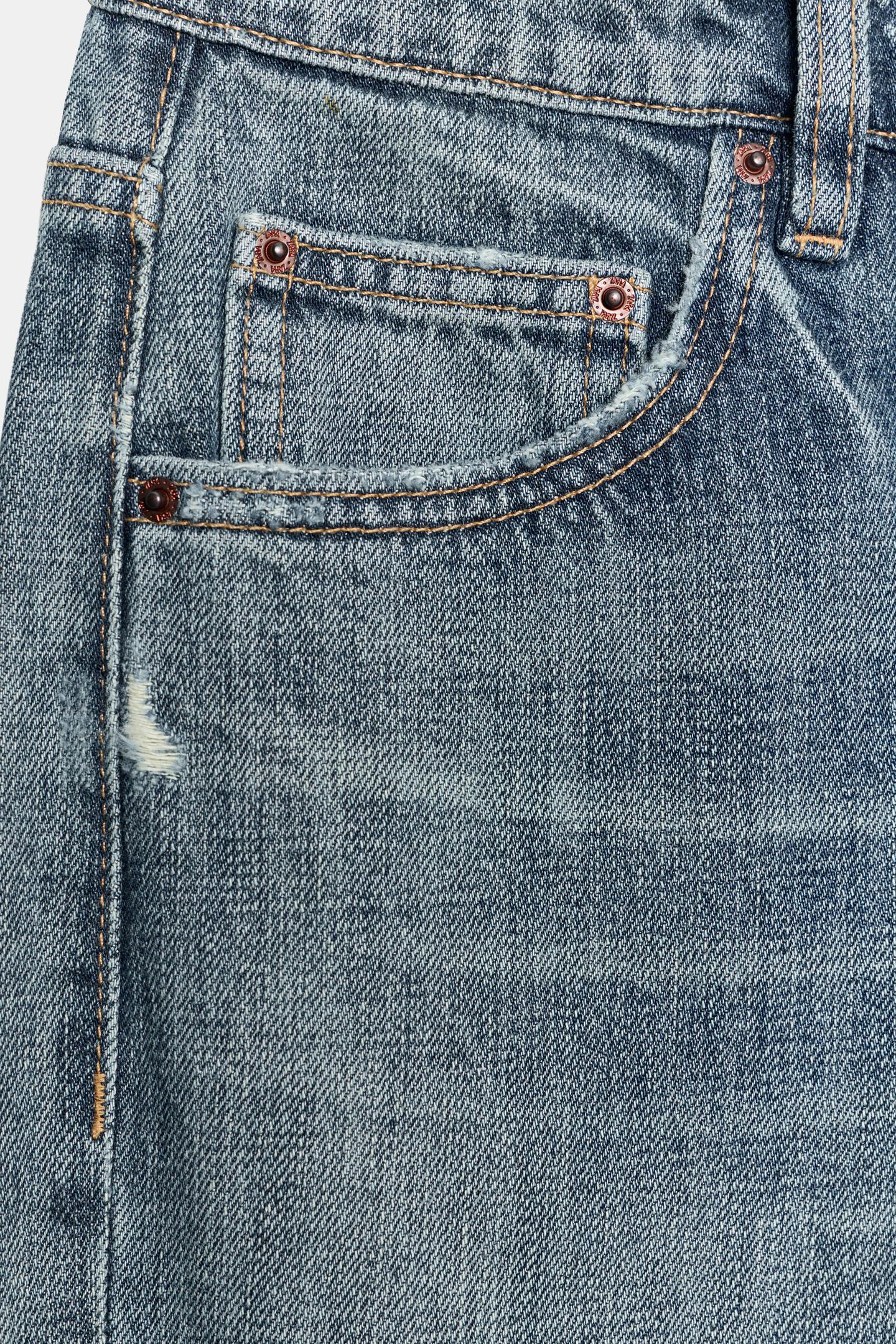 Женские джинсы Zara Trf Straight Low-Rise Distressed, цвет: Синий — фото 7