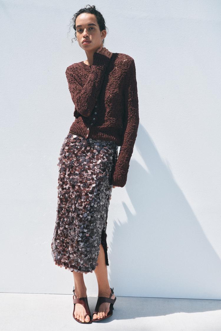 Green Red Leopard Print Skirt Zara Button-through Mini Skirt