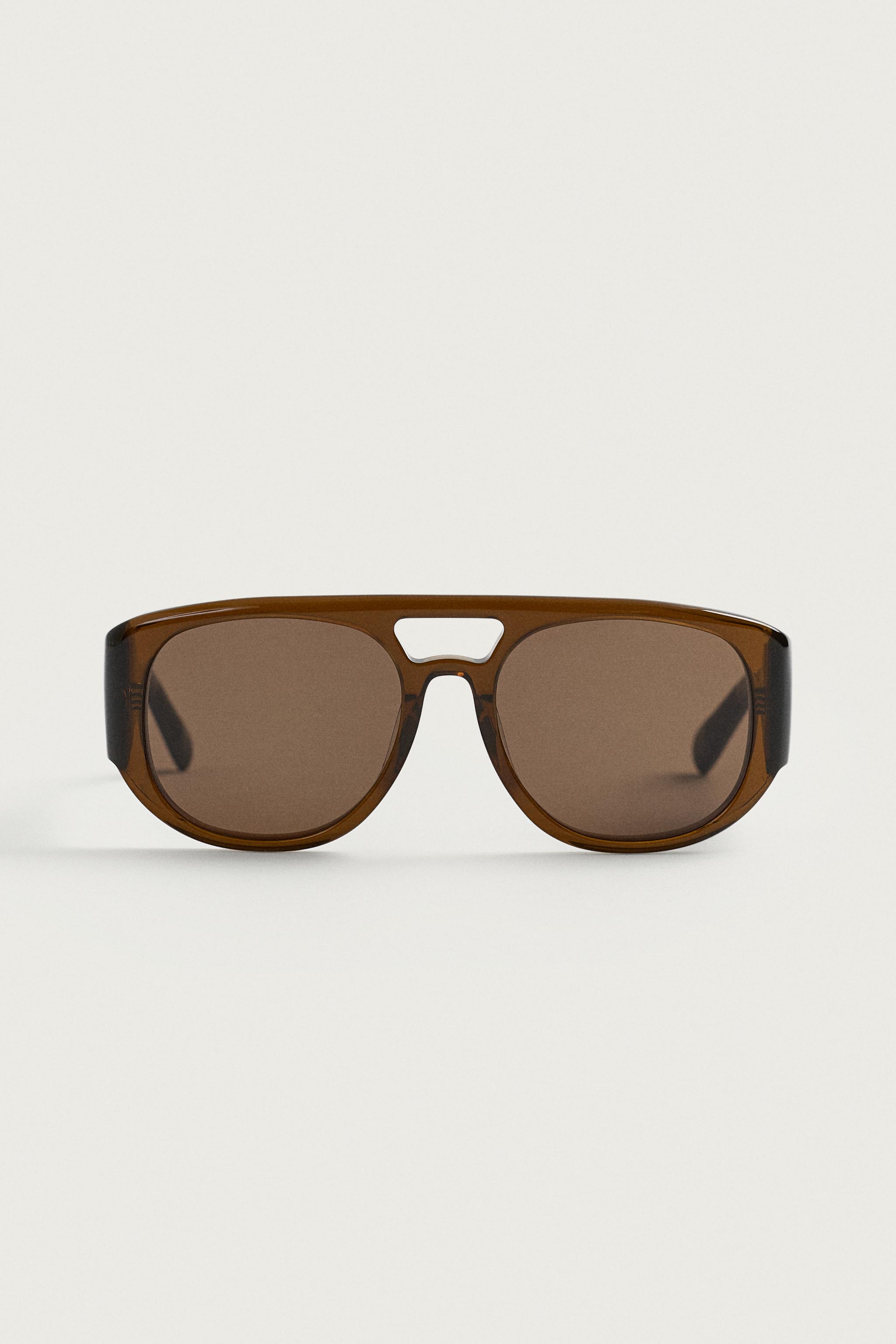RECTANGULAR SUNGLASSES — Brown