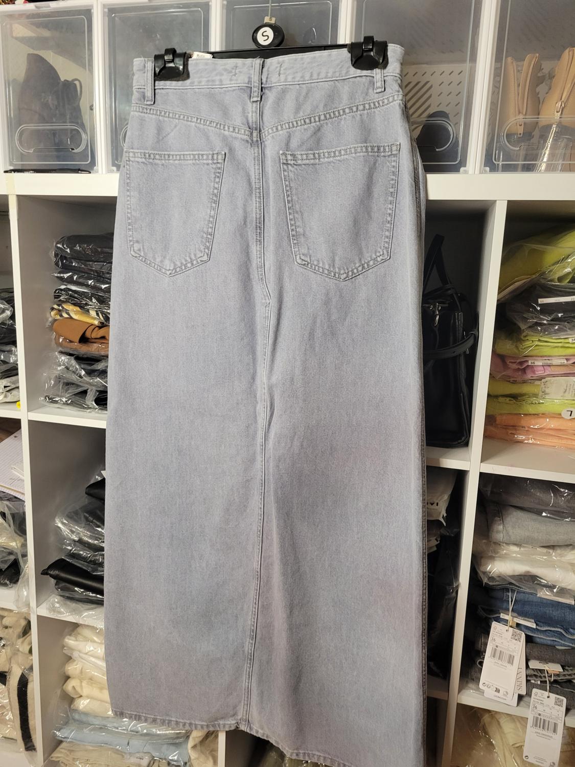 Z1975 FRONT SLIT DENIM MIDI SKIRT - Image 3