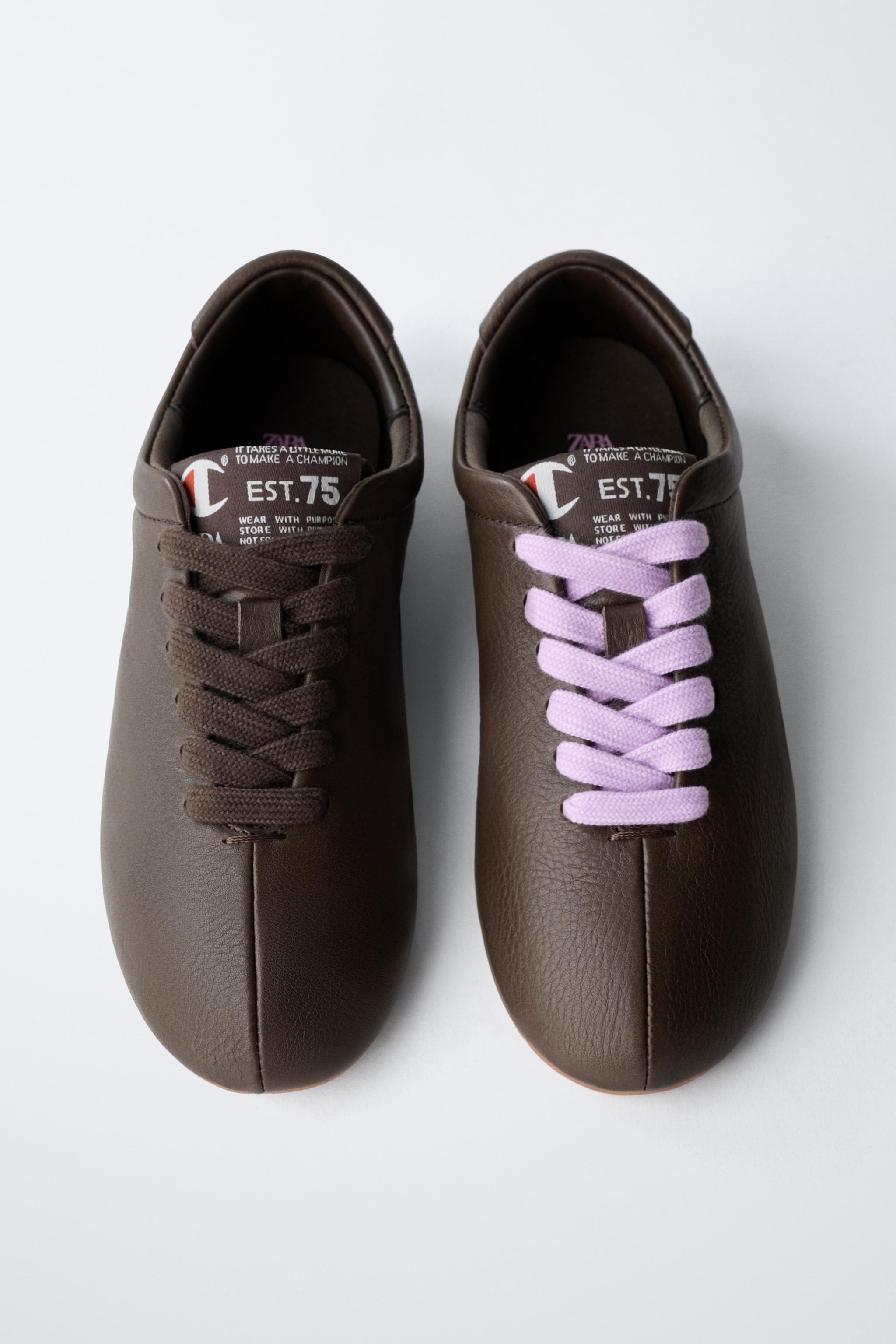 CHAMPION ® X ZARA LEATHER DERBY SHOES - Brown | ZARA United States