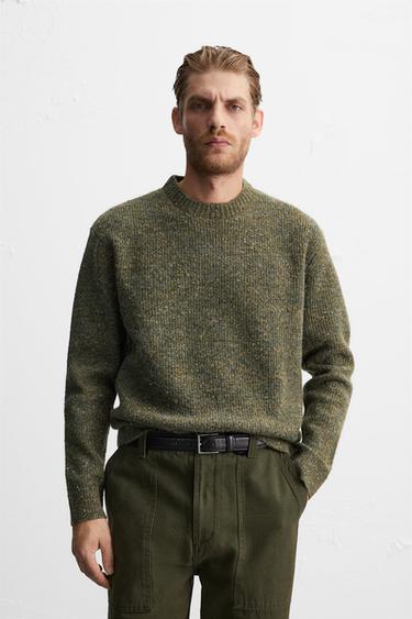 RIBBED BUTTON SWEATER - Green by Zara