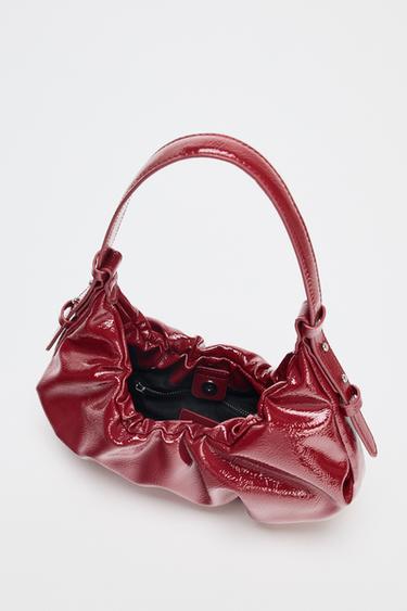 BOLSO FRUNCIDO EFECTO CRAQUELADO - Rojo de Zara