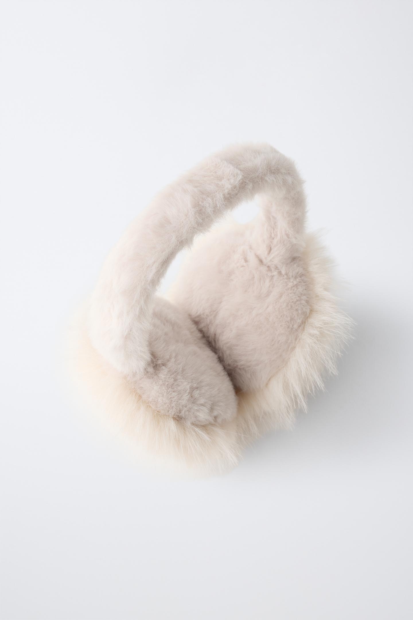 Детские головные уборы Zara Foldable Faux Fur Earmuffs, цвет: Бежевый — фото 5