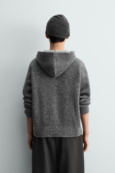 후드 니트 스웨트셔츠 - Zara 그레이
