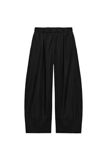 WIDE-LEG POPLIN TROUSERS - Black by Zara