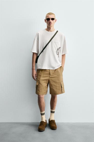 BELTED CARGO BERMUDA SHORTS - camel by Zara - Image 0