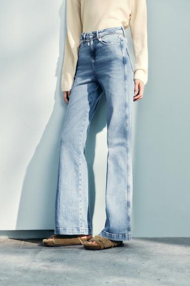 Z1975 HIGH-WAIST BOOTCUT JEANS WITH CHAIN BELT - Blue by Zara