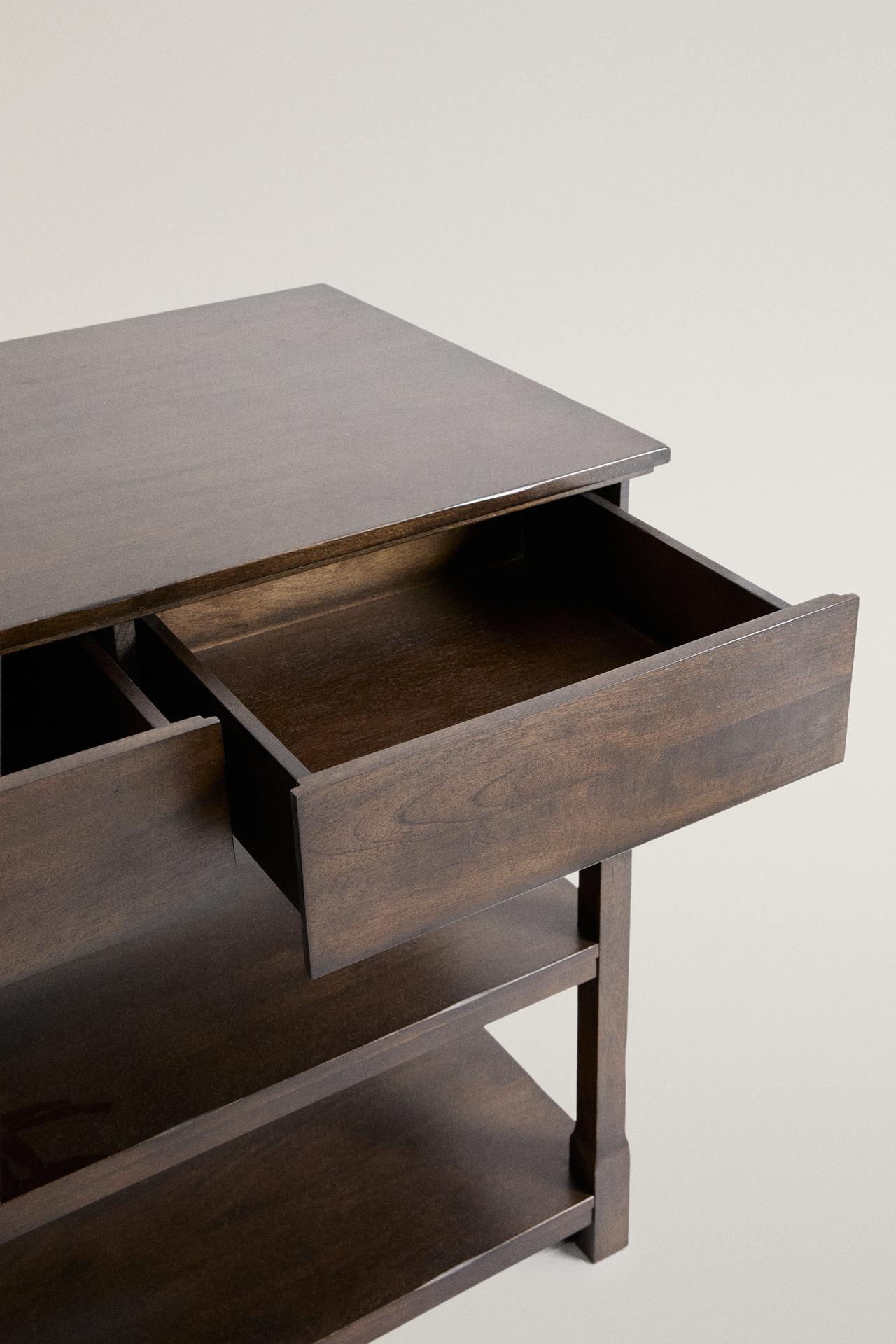 MANGO WOOD STORAGE UNIT WITH DRAWERS — Brown