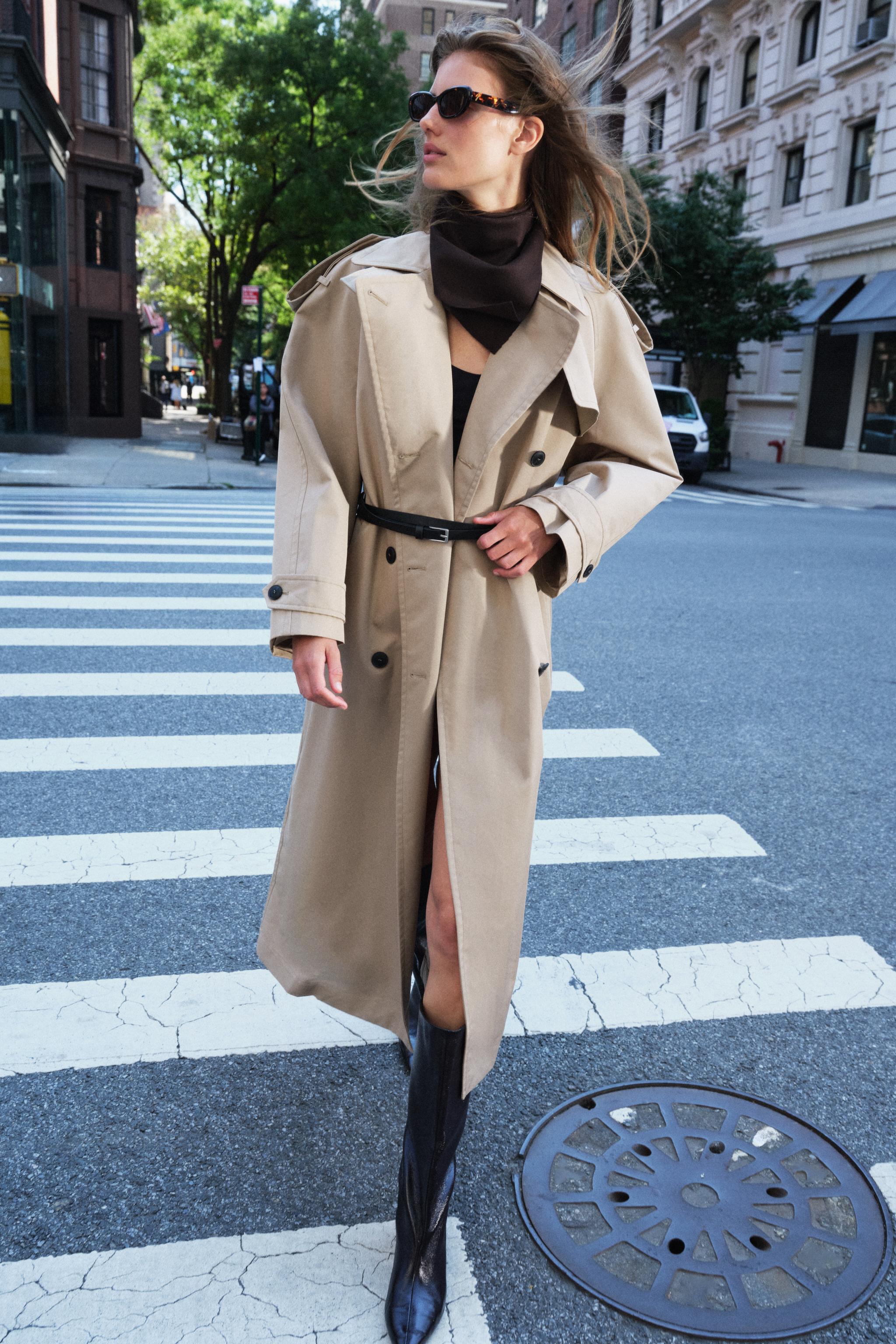 Coat with belt zara hotsell