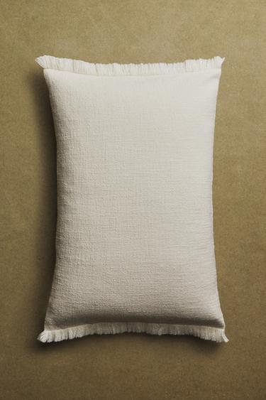 FRINGED CUSHION COVER - Ecru by Zara