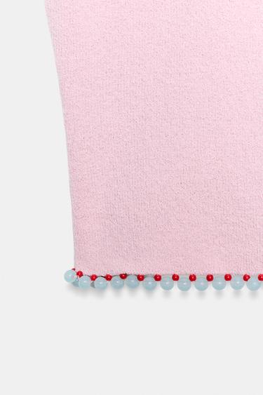TOP COURT EN MAILLE À BOULES - Rose pastel de Zara - Image 6