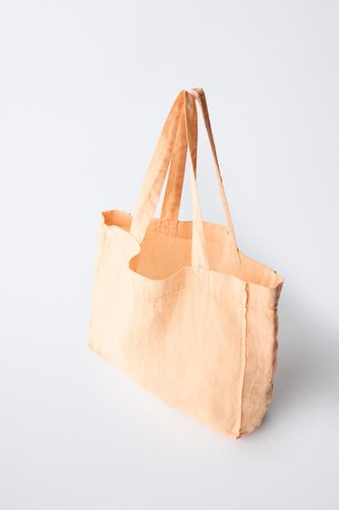 100% LINEN TOTE BAG - Tangerine by Zara - Image 3