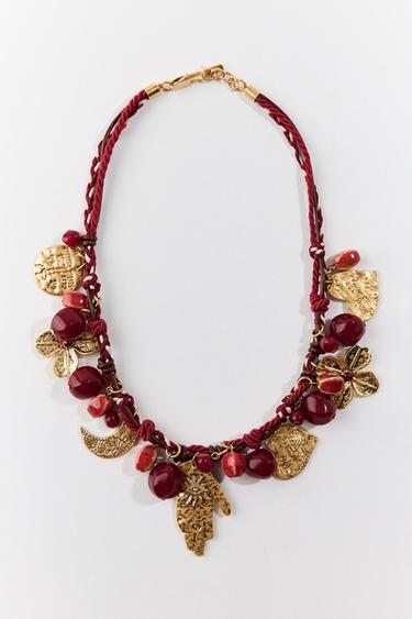 COLLIER TRIPLE LACET CHARMS - Rouge de Zara