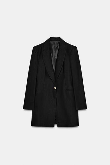 BLAZER LARGA CON LINO - Negro de Zara