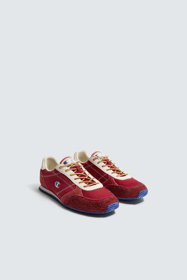Zara CHAMPION ® X ZARA LEATHER SNEAKERS - Red