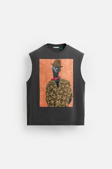 Zara EMBROIDERED PRINT TANK TOP © OTIS KWAME KYE QUAICOE - Gray