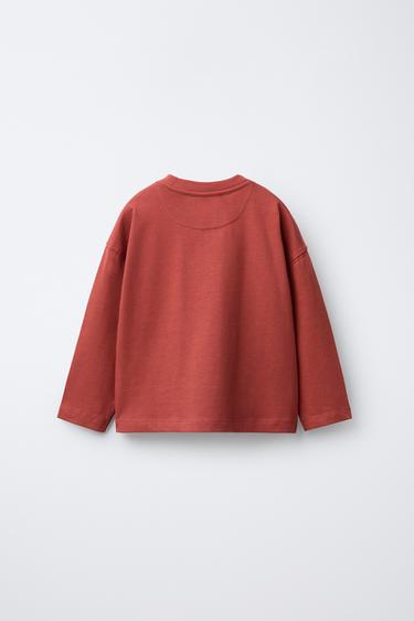 T-SHIRT HEAVYWEIGHT BRODÉ - Rouge soutenu de Zara - Image 1