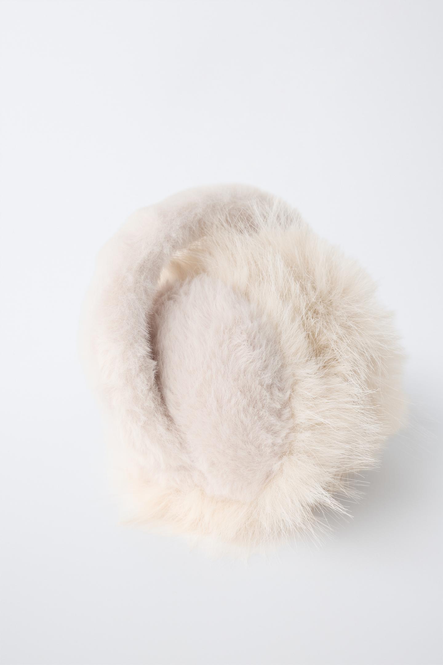 Детские головные уборы Zara Foldable Faux Fur Earmuffs, цвет: Бежевый — фото 4
