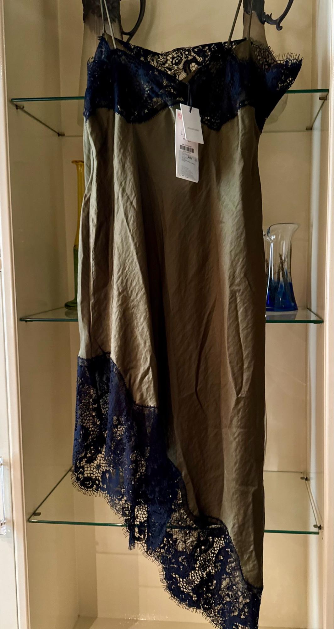 ASYMMETRIC SATIN LACE DRESS ZW COLLECTION - Image 2