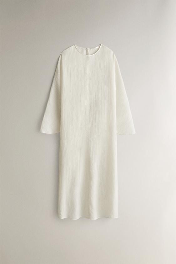 Zara TEXTURED BEACH DRESS - Ecru - Image 0