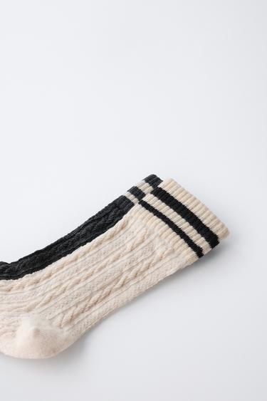 2-PACK OF STRIPED LONG SOCKS - Anthracite grey by Zara