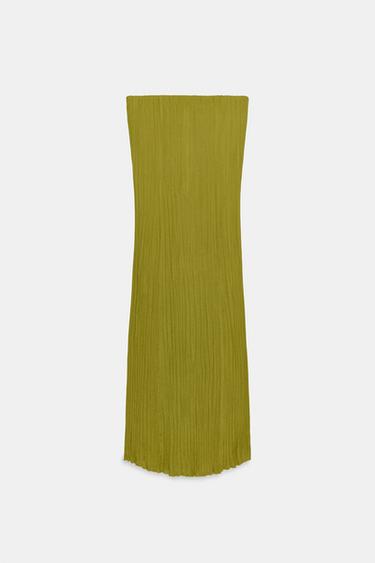 Zara STRAPLESS TEXTURED DRESS - Mid-green