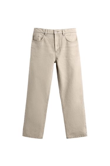 WASHED PRINT STRAIGHT-LEG JEANS - Ecru by Zara