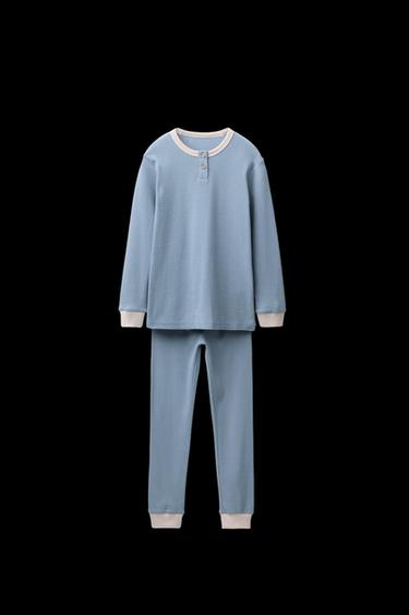 2-6 YEARS/ CONTRAST RIBBED PYJAMAS - Blue by Zara - Image 0