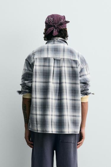 RELAXED FIT CHECK SHIRT - Blue by Zara - Image 3