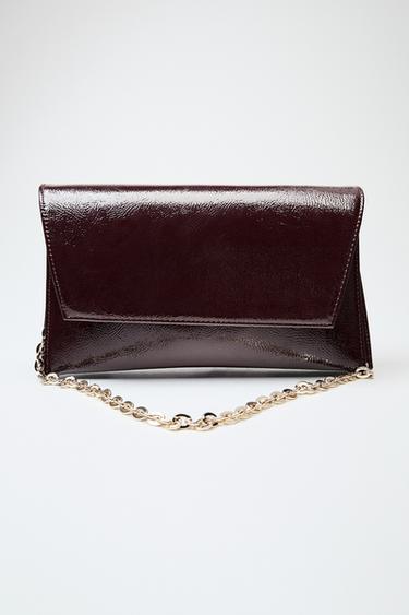 PATENT-EFFECT SHOULDER BAG - Burgundy Red by Zara