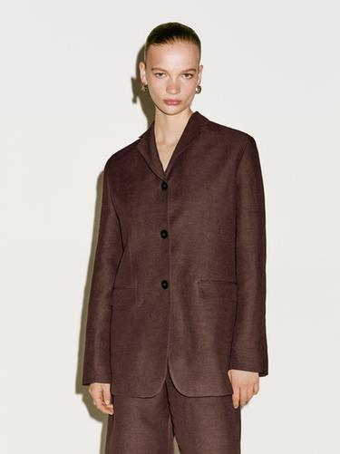Americana traje con lino - Limited edition - Granate de Zara