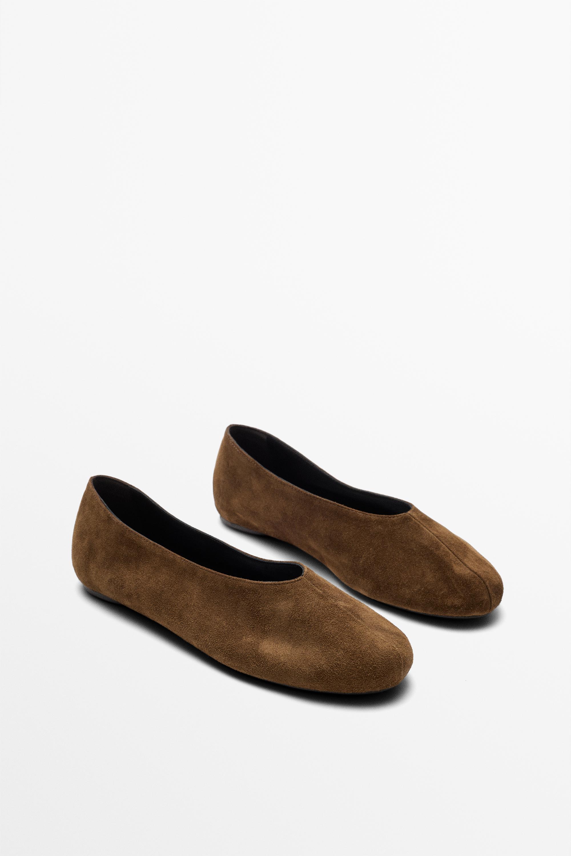 Split suede ballet flat
