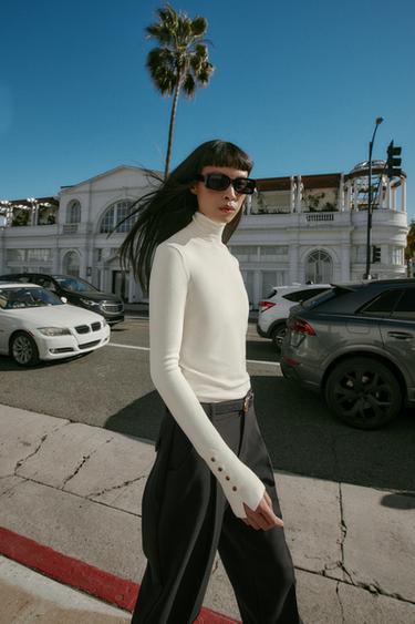 BASIC PLAIN KNIT JUMPER - Ecru by Zara