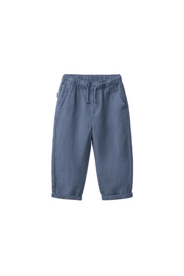 بنطلون منسدل من الكتان - أزرق الخاص بـ Zara - صورة 0