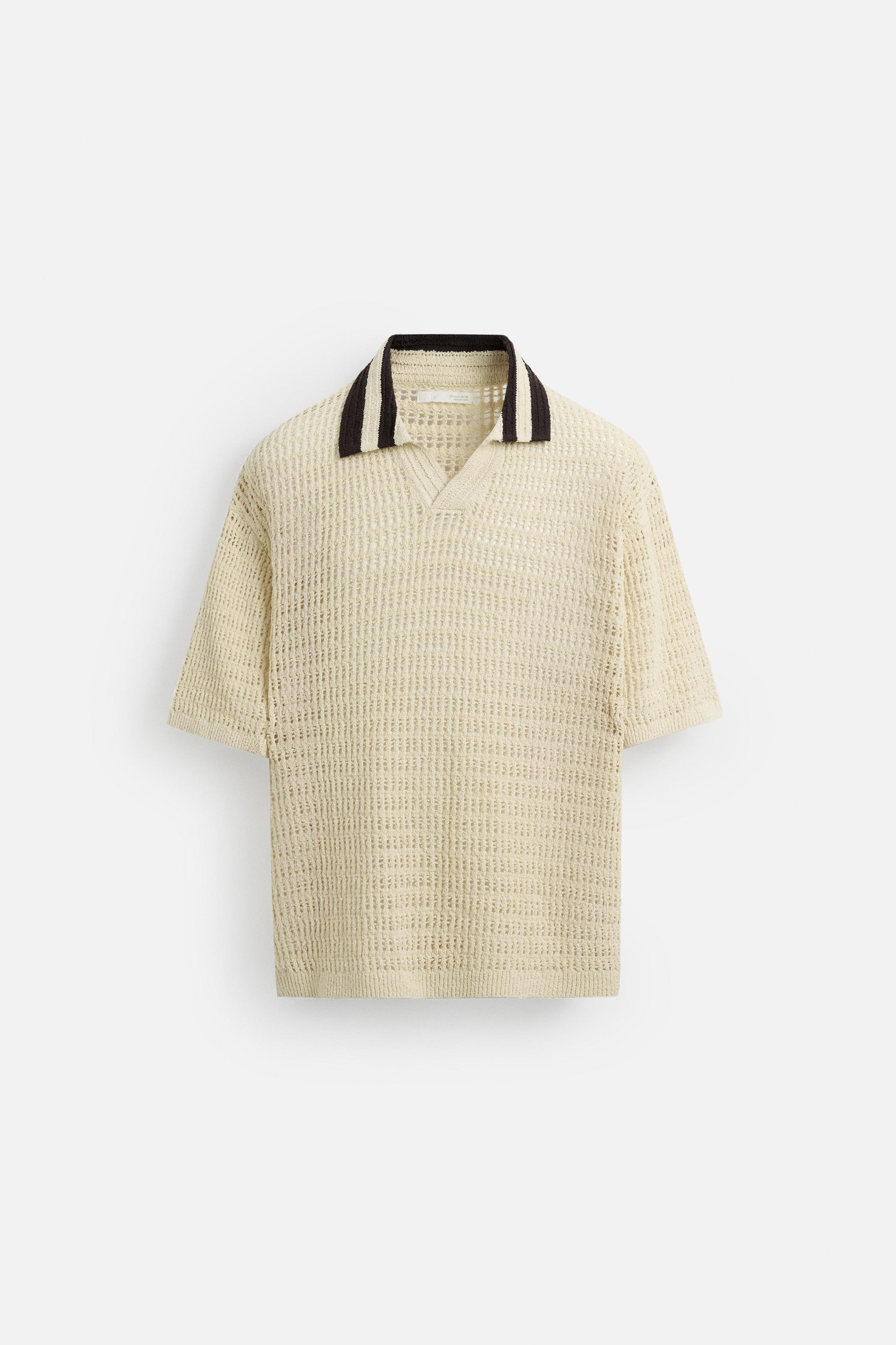 ザラ　オープンニット ポロトップ オープンニット ポロトップ - ブラック | ZARA Japan / 日本